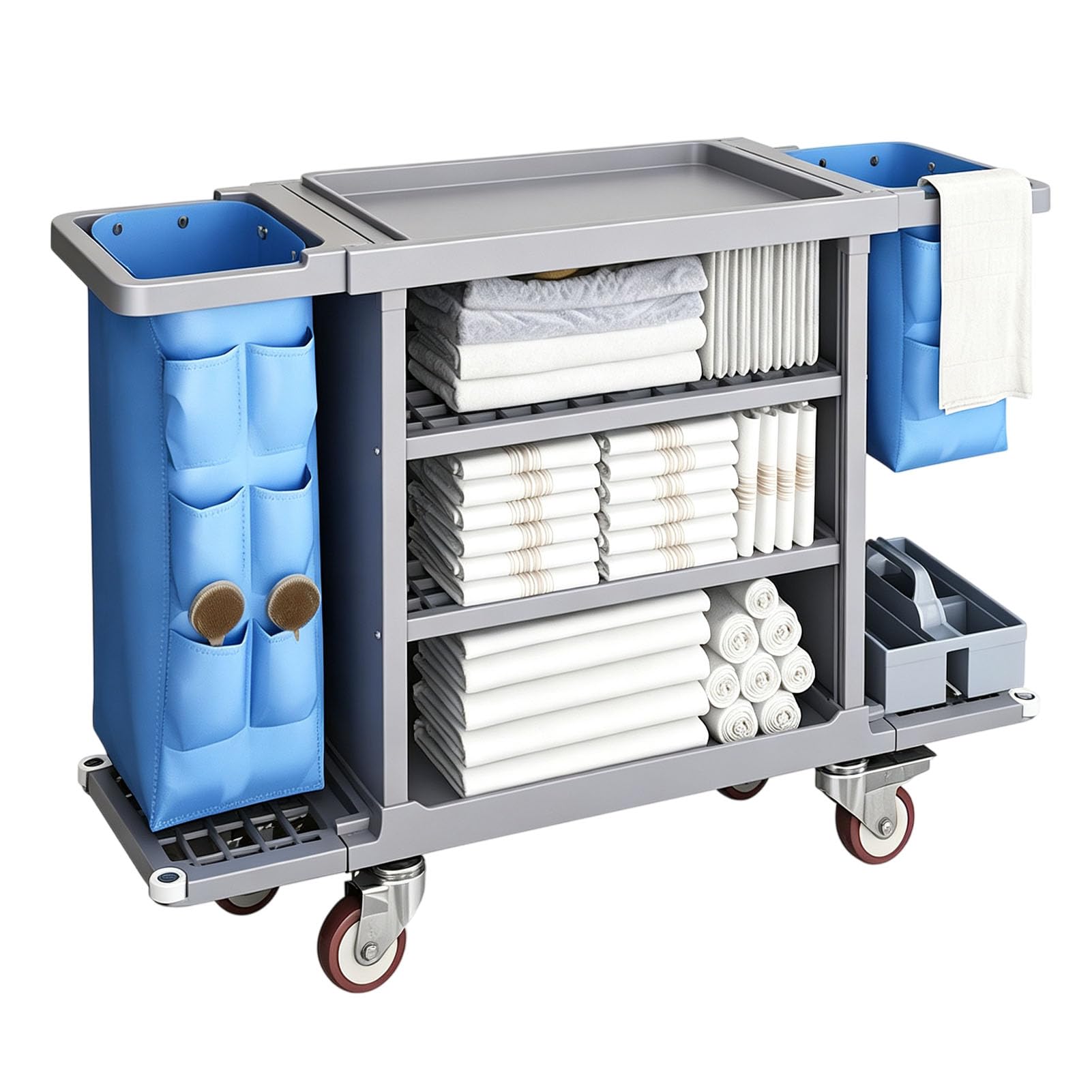 Vttui Hotel Linen Cart, Commercial Cleaning Trolley