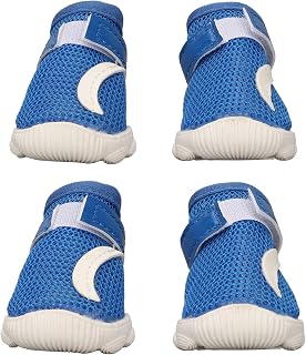 Botas De Malha Para Cães, Botas Respiráveis macias Para Caminhadas Em Cães, Evitam Deslizamento Com Gancho E Fecho De Laço, Sapatos Para Animais De Estimação Para Caminhadas(azul tipo 1)