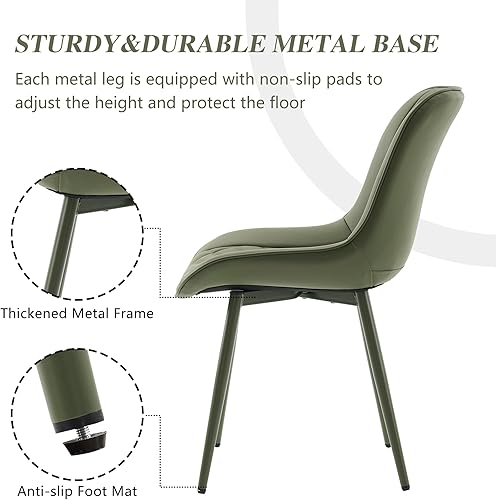 Miniatura 3 de YOUNIKE Dining Chairs Set of 2 with High Back Mid Century Modern Kitchen Dining Room Chairs Faux Leather Upholstered Comfortable Wide Seat Padded