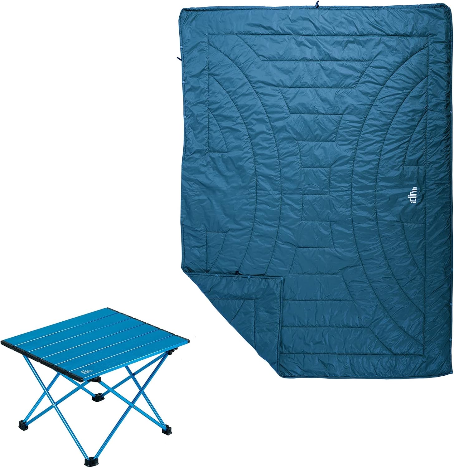 iClimb 1 3M Thinsulate Insulation Warm Camping Blanket and 1 Small Folding Table Bundle, Ultralight Compact for Adults Outdoor Backpacking Camping Hiking Beach Concert