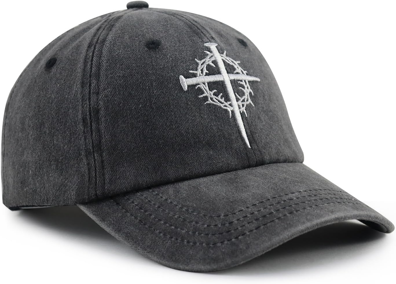 Jesus Cross Nail Hat for Men Women, Funny Adjustable Cotton Embroidered Christian Religious Faith Baseball Cap - Image 3