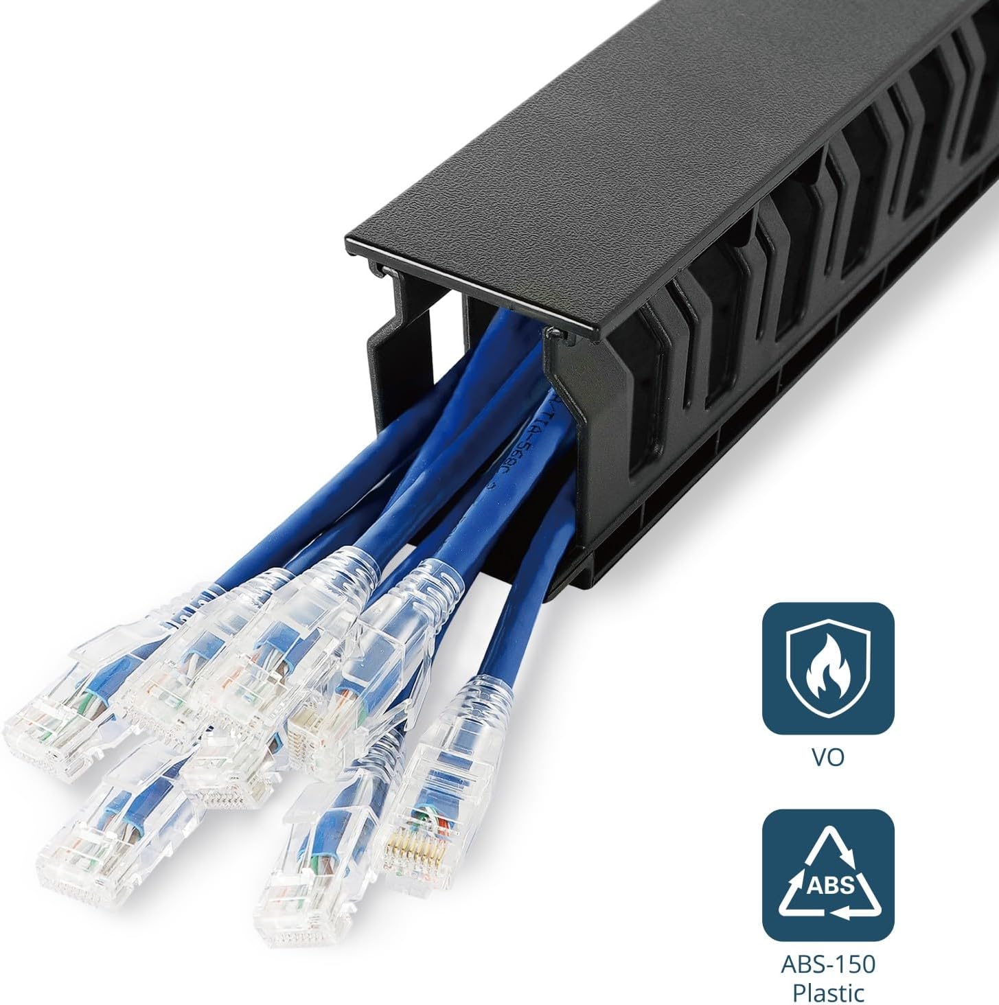 Ethernet cables organized within the Tecmojo cable manager slots