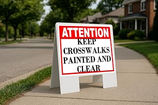 Keep Crosswalks Painted and Clear Attention Folding Coroplast A-Frame Double-Sided 23in x23in