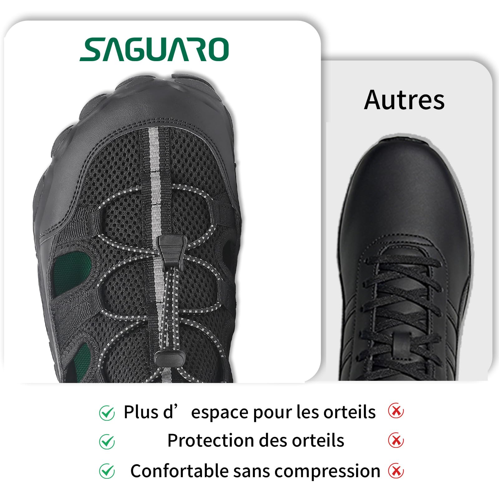 SAGUARO Unisexe Sandales de Randonnée Antidérapant Été avec Semelle Zero Drop et Wide Toe Box, 36-48