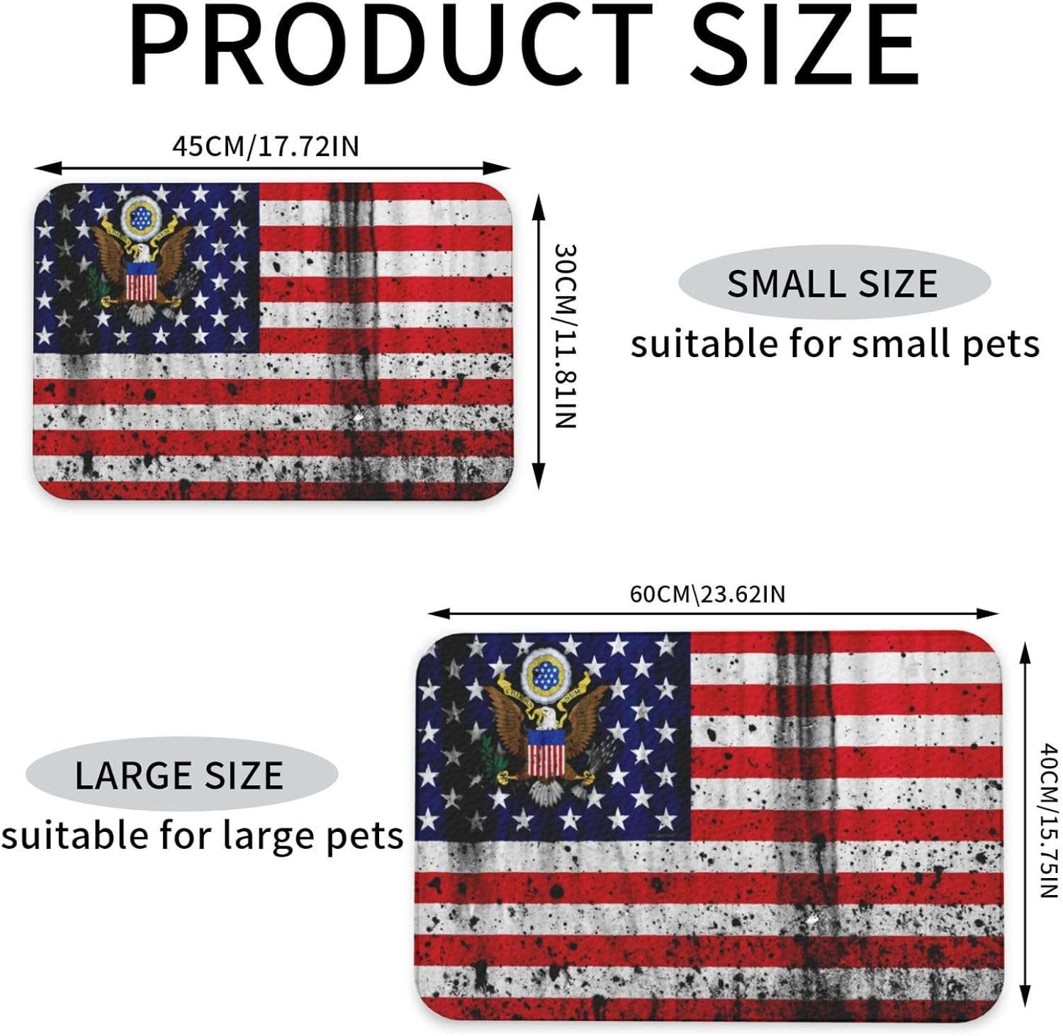 American Flag Pet Feeding Mat-Absorbent Quick Dry Pet Cat Dog Food Mat Non Slip Waterproof Rubber Dish Placemat
