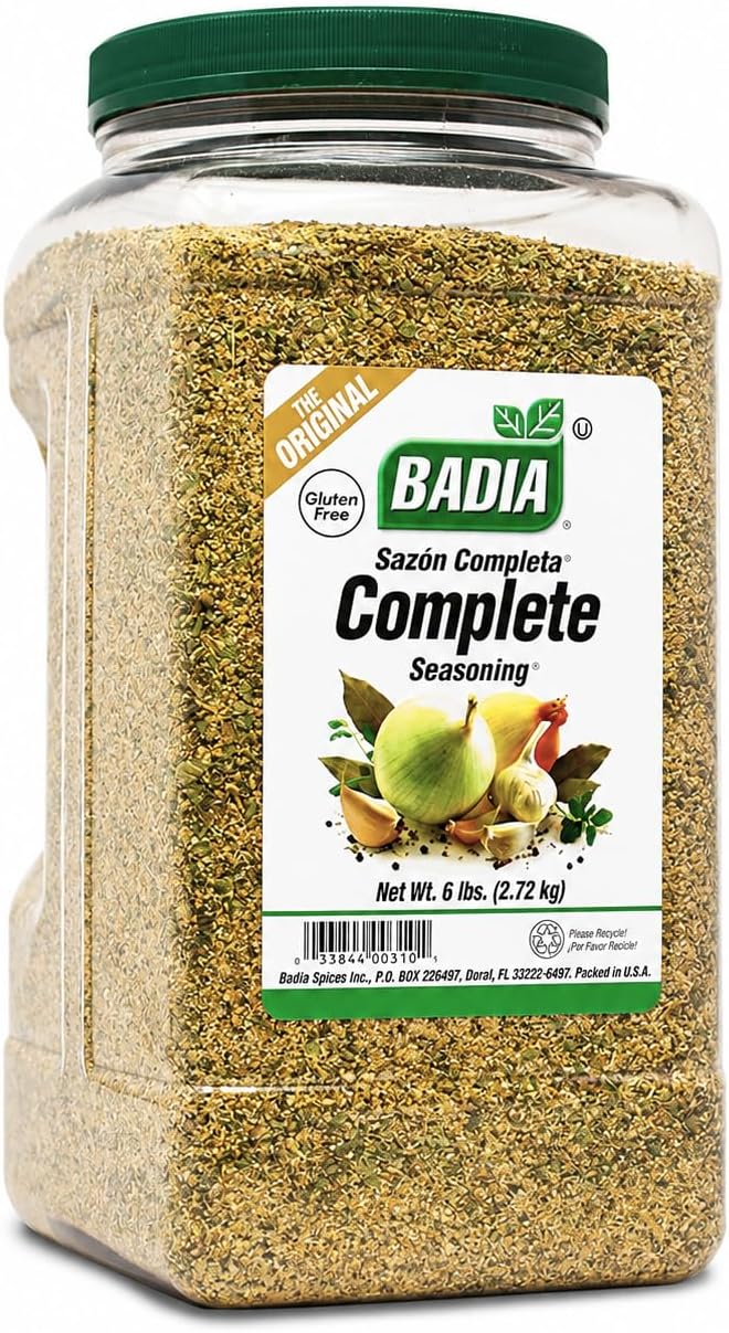 Badia Complete Seasoning, 6 lbs – All-Purpose Savory Spice Blend | Sazon Completa Balanced blend of garlic, onion, herbs, & spices for meats, vegetables, soups, rice, beans & everyday cooking