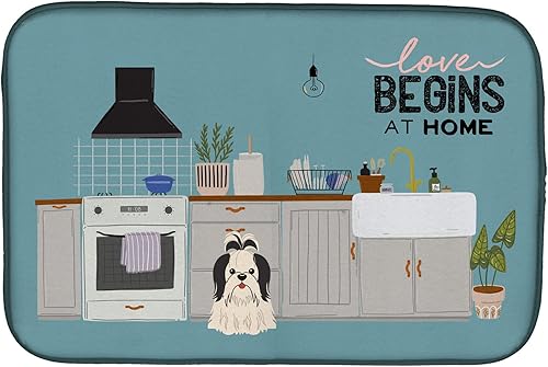 Miniatura 23 de Caroline's Treasures CK7824DDM - Tapete absorbente para secado de platos con diseño de bulldog inglés, rojo y blanco, para encimera de cocina, 14 x