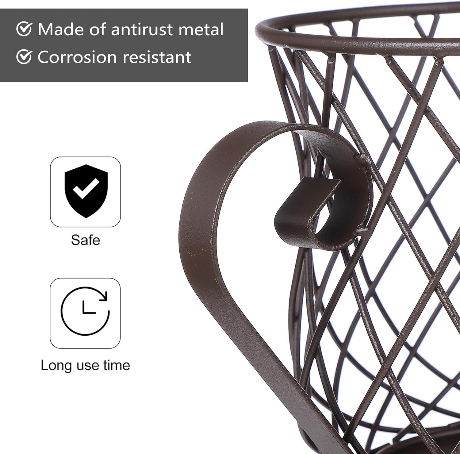 Metal Coffee Pod Holder Organizer Basket for Countertop Stylish Coffee Capsule Storage Rack in Brown for Snacks and Fruits