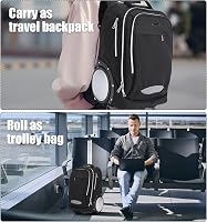 Hivexagon Gurulós Hátizsák Dupla Megerősített Teleszkópos Fogantyúval - Laptoptartó Rekesszel Üzleti Utazóknak és Ingázóknak, Fekete 8