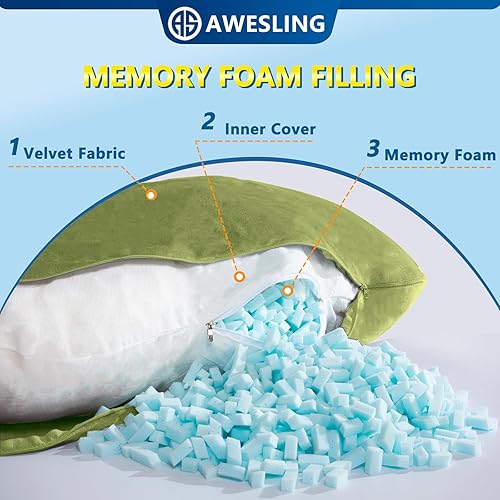 Miniatura 8 de AS AWESLING Almohada corporal de espuma viscoelástica triturada, almohadas de embarazo para dormir, almohada de maternidad para mujeres embarazadas,