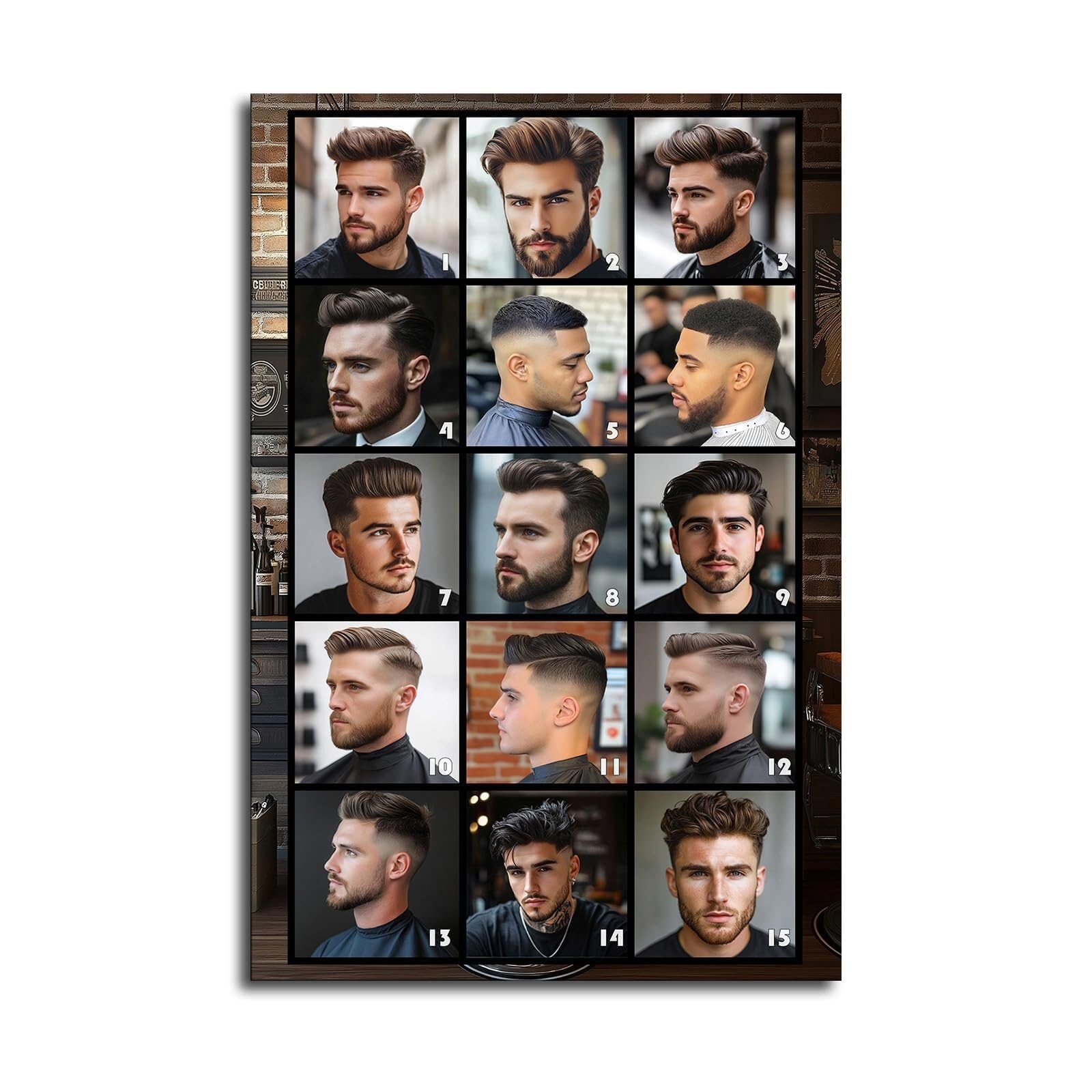 ZDVHOMCB Large Canvas Wall-Art for Barber Shop Men’s Hairstyles Poster Modern Salon Decor Stylish Haircut Chart for Clients Unframed,12x18inch(30x45cm)