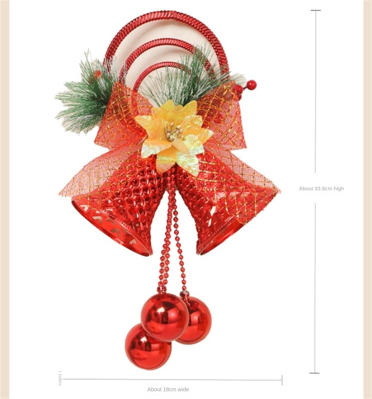 Campanelle Natale 2 Pezzi di Natale Jingle Bell Hanger Ornamenti for Porte FESTIVITÀ Arco Decorazioni for Albero Decorazioni(Rot)