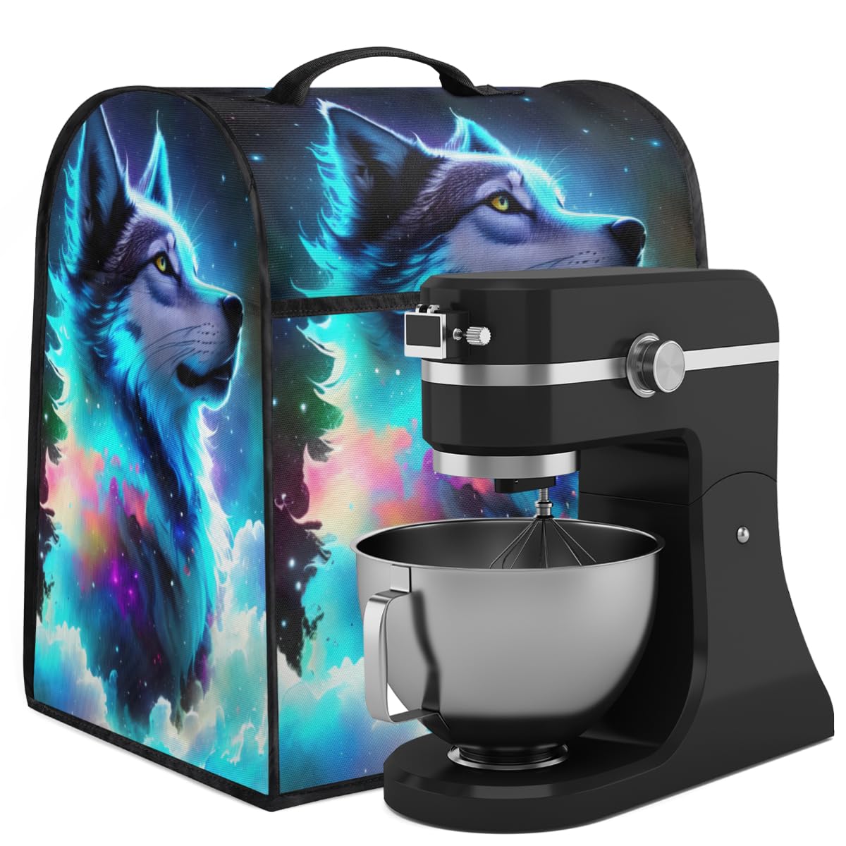 Coffee Maker Cover Starry Sky Wolf Animal Kitchen Appliance Covers Small Appliance Covers Blender Cover Juicer Cover Dust Covers for Kitchen Appliances with Top Handle and Pockets,Washable,B677