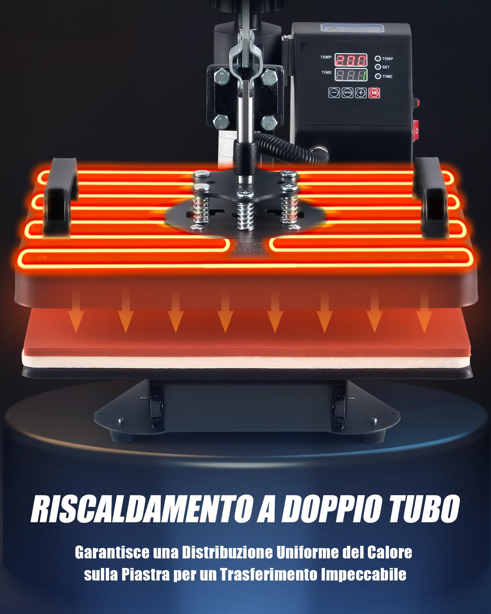 CREWORKS 8 in 1 Pressa a Caldo 30 x 38 cm Pressa Caldo per Magliette Termopressa Macchina per Sublimazione Trasferimento Stampante Pressa di Calore per T-Shirt Cappelli e Tazze