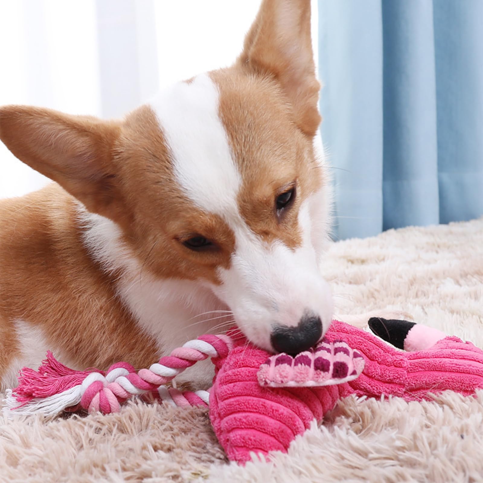 Squeaky Dog Toys for Small Medium Dogs,Flamingo Shaped Plush Dog Toys for Boredom,Soft Interactive Dog Puzzle Toys for Puppy,Pet Chew Toy Gift for Dog Cat Teeth Cleaning,Playing,Chewing,Stress Relief - Image 4