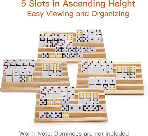 Miniatura 2 de Juego de 4 estantes de dominó con soporte, juego de dominó de tren mexicano, bandejas de madera para tren mexicano y otros juegos de dominó para