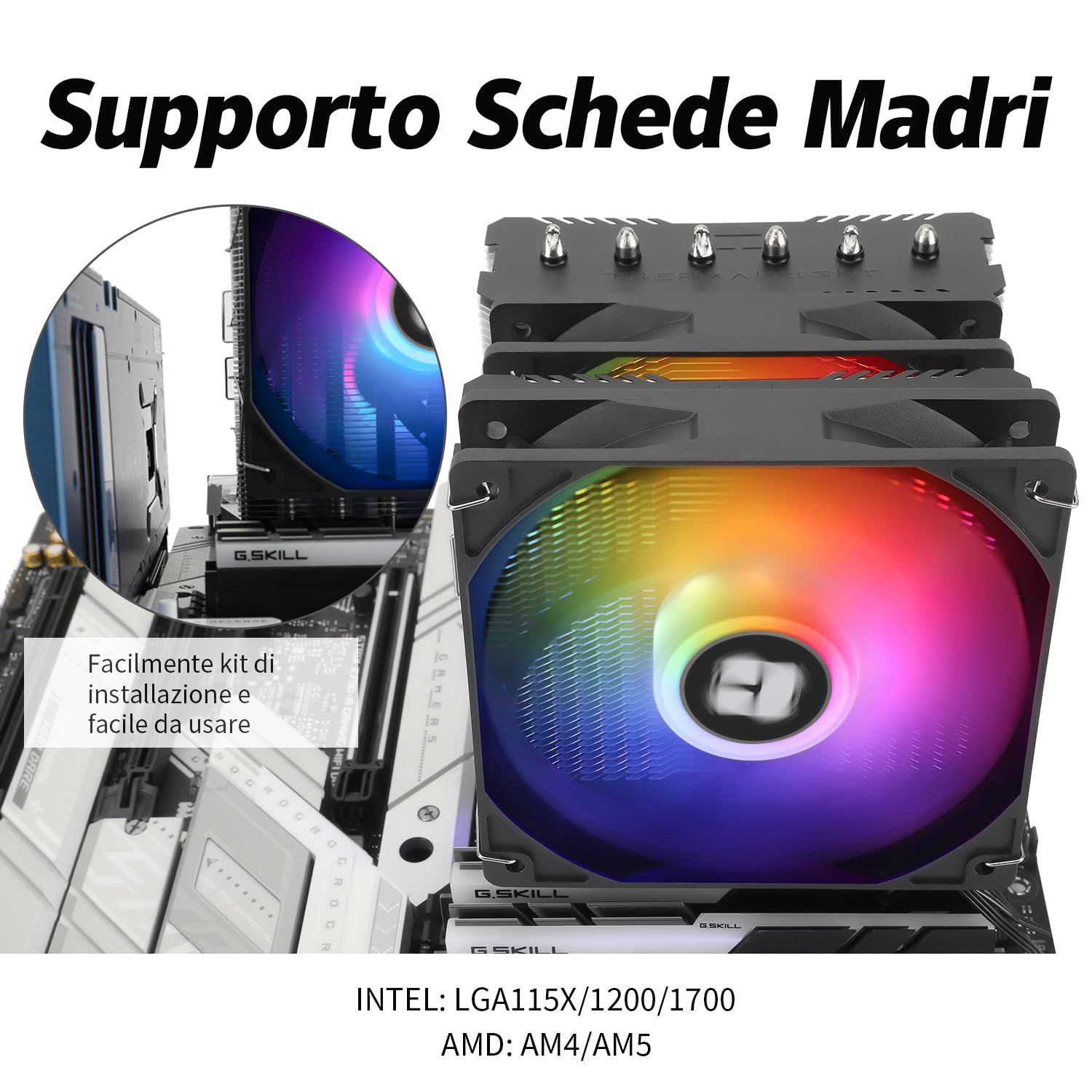 TR Peerless Assassin 120 SE ARGB Raffreddatore d'aria CPU, 6 tubi di calore raffreddamento CPU, doppia ventola 120 mm TL-C12C-S PWM, tecnologia AGHP, per AMD AM4/Intel 1700/1150/1151/1200