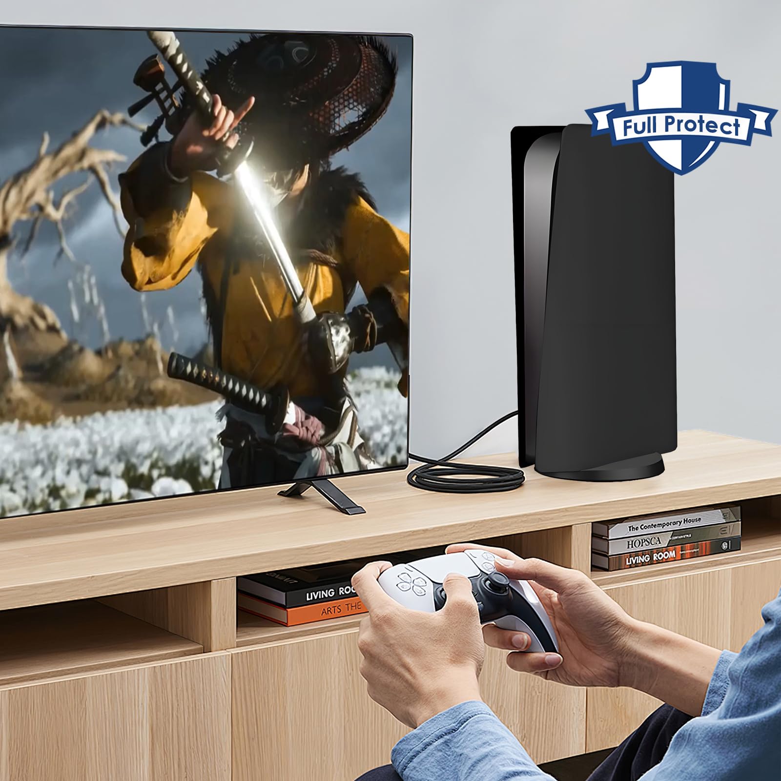 Megadream - Custodia di ricambio per console PS5, in ABS rigido, antiurto, antigraffio, antipolvere, per console PS5, compatibile con Sony PS5 Console Digital Edition (nero)