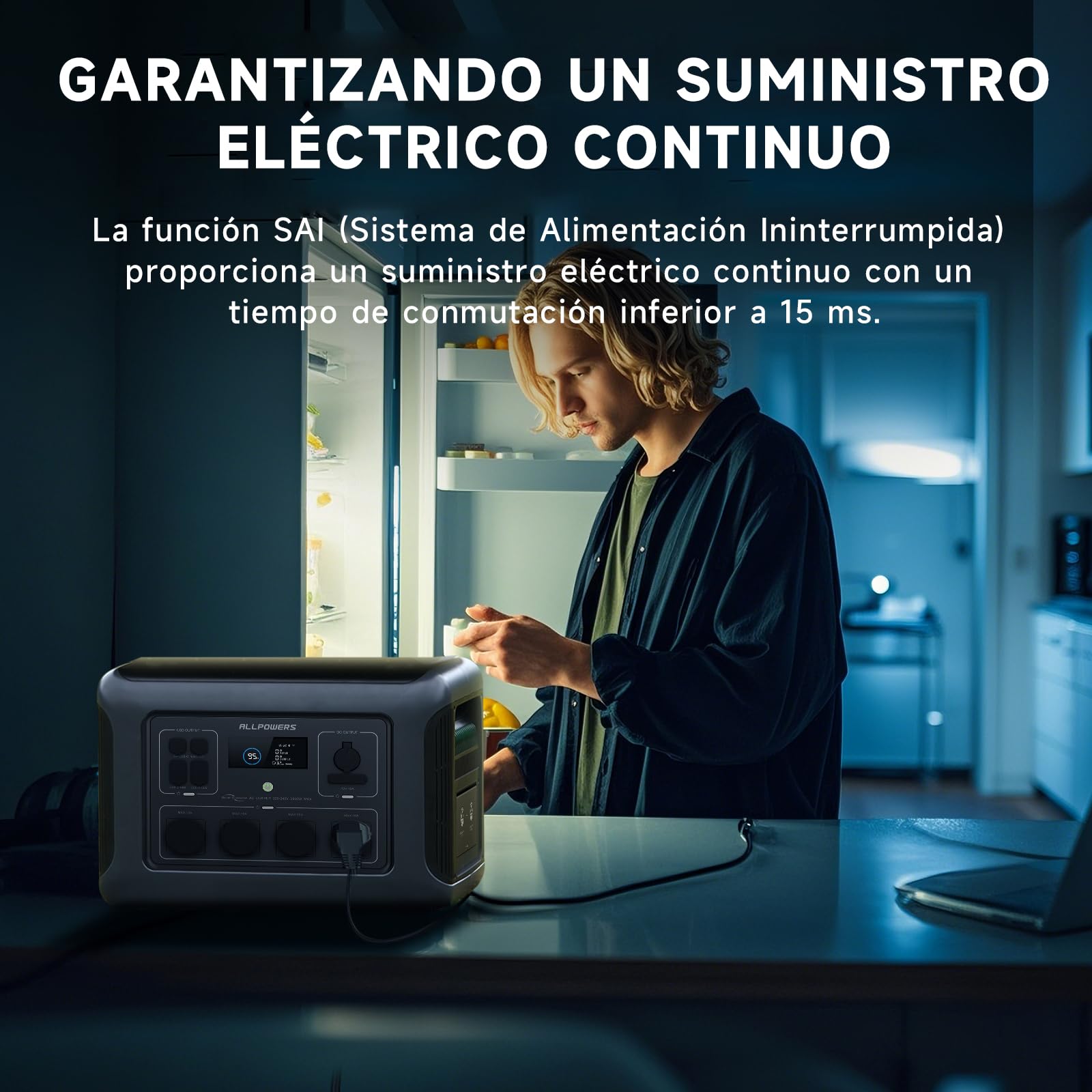 ALLPOWERS R2500 V2 Estación de Energía Portátil 2500W 1920Wh Batería LFP 4 Salidas AC 2500W Carga 0-100% en 1H, Generador Solar Para Camping Hogar Emergencias y Autocaravanas