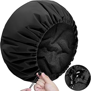 Sheomern Adjustable Shower Cap with Terry Cloth Lining, Dual Waterproof Shower Cap Reusable for Women Men Large Hair Cap for Shower Double Layer Soft Bath Cap for Braids, Long Hair, Locs, Dreadlocks
