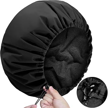 Sheomern Adjustable Shower Cap with Terry Cloth Lining, Dual Waterproof Shower Cap Reusable for Women Men Large Hair Cap for Shower Double Layer Soft Bath Cap for Braids, Long Hair, Locs, Dreadlocks