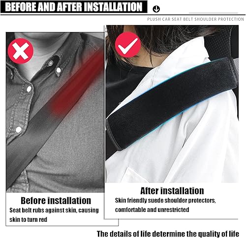 Miniatura 4 de gunhunt 2 almohadillas para cinturón de seguridad de automóvil, 9.7 x 2.5 pulgadas, felpa suave, absorbente del sudor y transpirable, alivia la