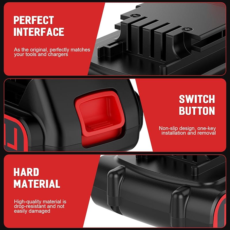BATTOOL 2 buc. acumulator de schimb Li-ion 3500 mAh 3,5 Ah pentru Black and Decker 18 V 20 V Max LB20 LBX20 LST220 LBXR2020 OPE LBXR20B 2 LB2X4020 BL2018