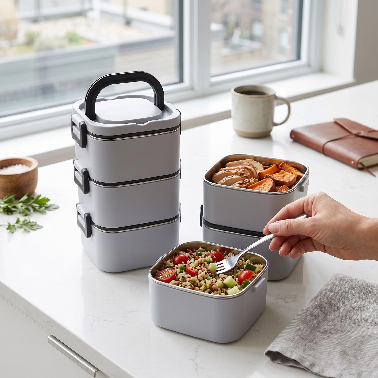 Naroote Portapranzo Coibentato a 3 Strati da 2100 Ml con Borsa Termica