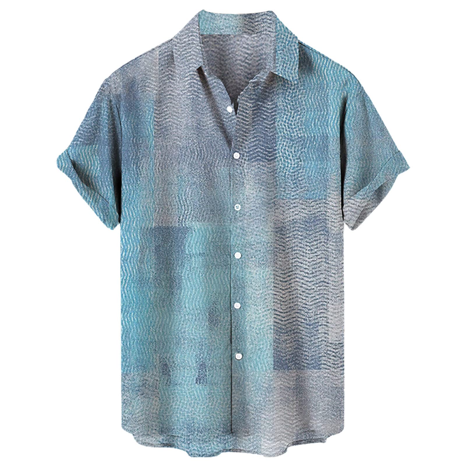 Generisch Camisa informal para hombre, estampado de solapa, manga corta, puños, botón, estilo de puerto, camisa de flores, playa, estilo hawaiano, camiseta de verano, elástico, con botones, elegantes,