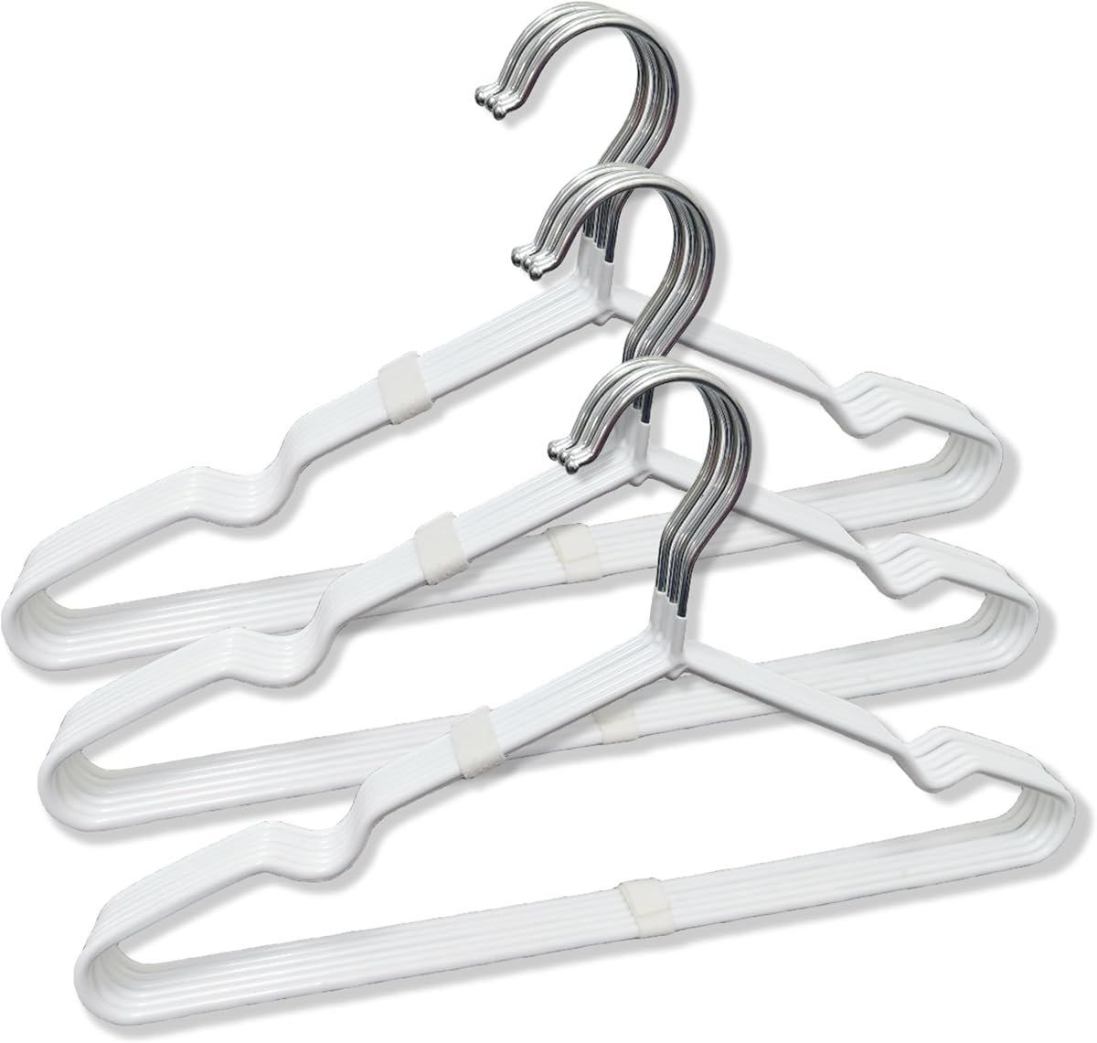 Stainless Steel Rubber Hangers 12-Pack, Heavy Duty Non-Slip Ultrathin White | Rust-resistant, gentle on delicate fabrics, ideal for suits & dresses, maximizes closet rod capacity