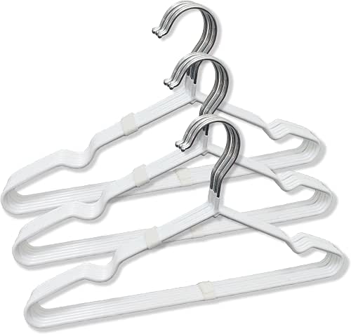 Stainless Steel Rubber Hangers 50-Pack, Heavy Duty Non-Slip Ultrathin White