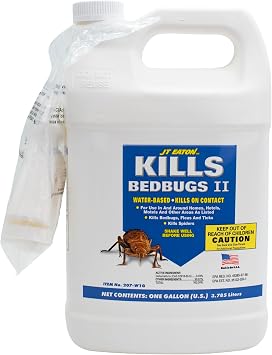 Kills Bedbugs II Spray, Water Base, Gallon with Sprayer Professional-Grade Bed Bug Treatment Water-Based Formula Safe for Mattresses, Furniture & Upholstery Fast-Acting, Easy Application