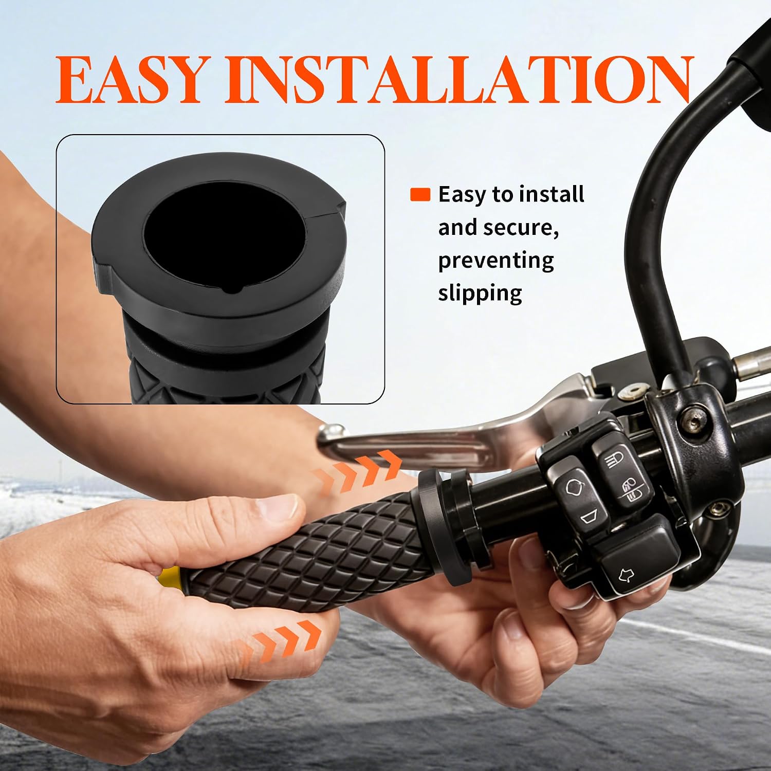 1" Handlebar Grips CNC 6061 Aluminum Rear Cap Electronic Throttle Hand Grip for Harley 2008-2024 Touring & Trike '16-'24 Softail 2016-2017 Low Rider S FXDLS TBW Models, Gold