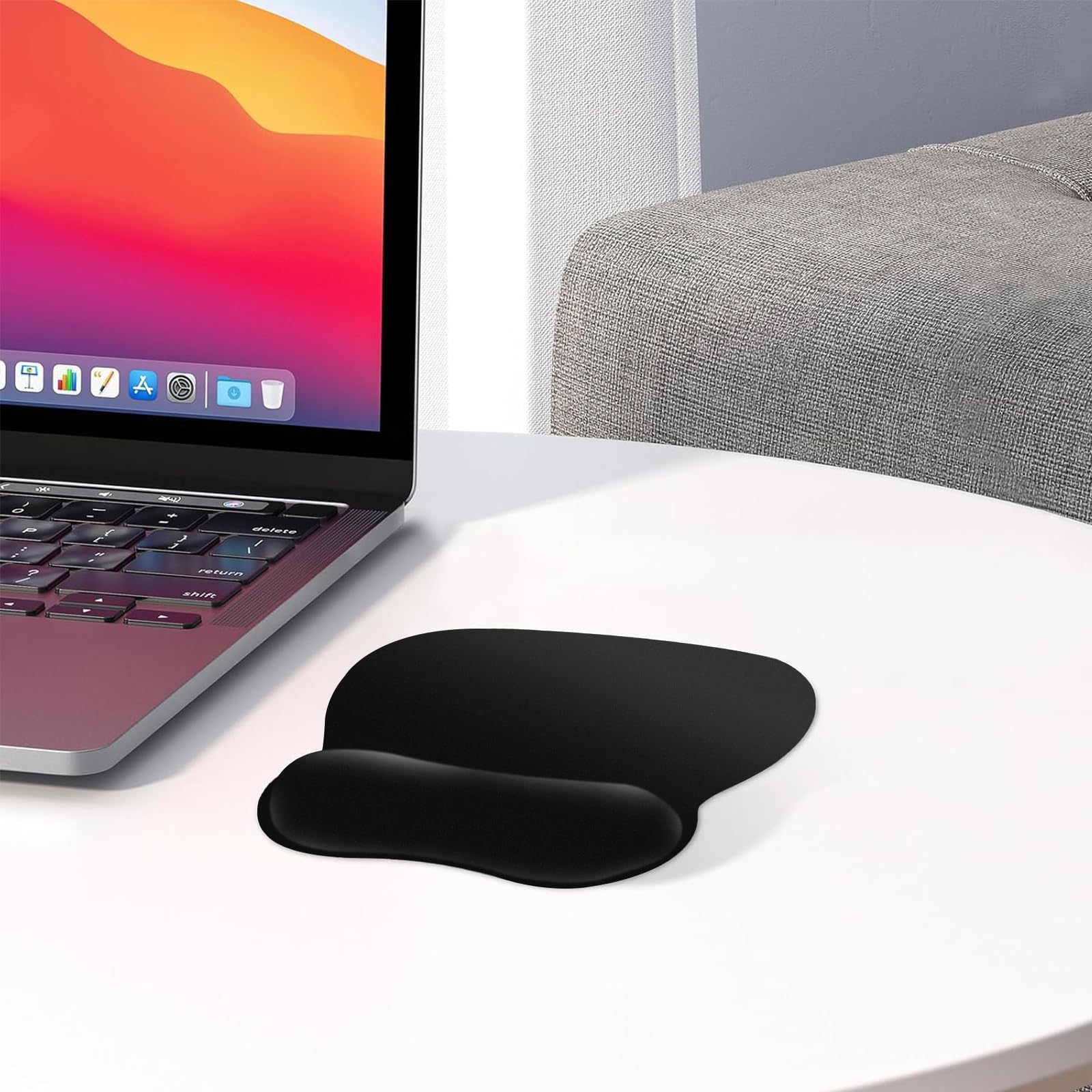 EooCoo Alfombrilla Ratón Ergonómico con Reposamuñecas, Gaming Mouse Pad con Tejido de Licra, Duradero Mousepad, Base no Deslizante, Alfombrilla de Ratón para PC, Portátil, Oficina y Hogar, Desk, Negro