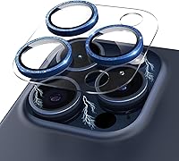 Vista 18 de Protector de lente de cámara con purpurina compatible con iPhone 15 Pro/iPhone 15 Pro Max, acrílico transparente y anillo de aleación de aluminio