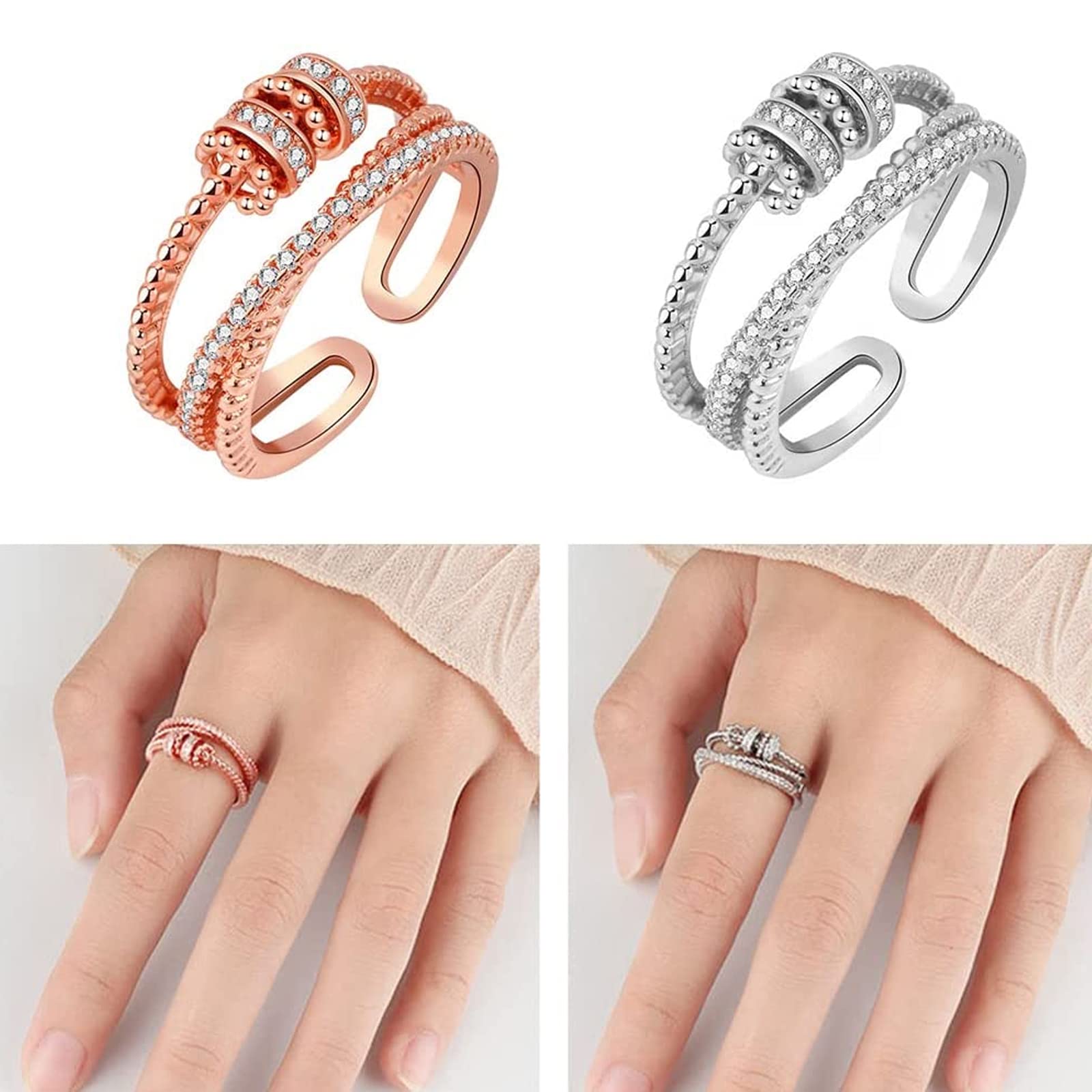 Anello anti-ansia in argento Sterling 925 per donne e uoini, anelli