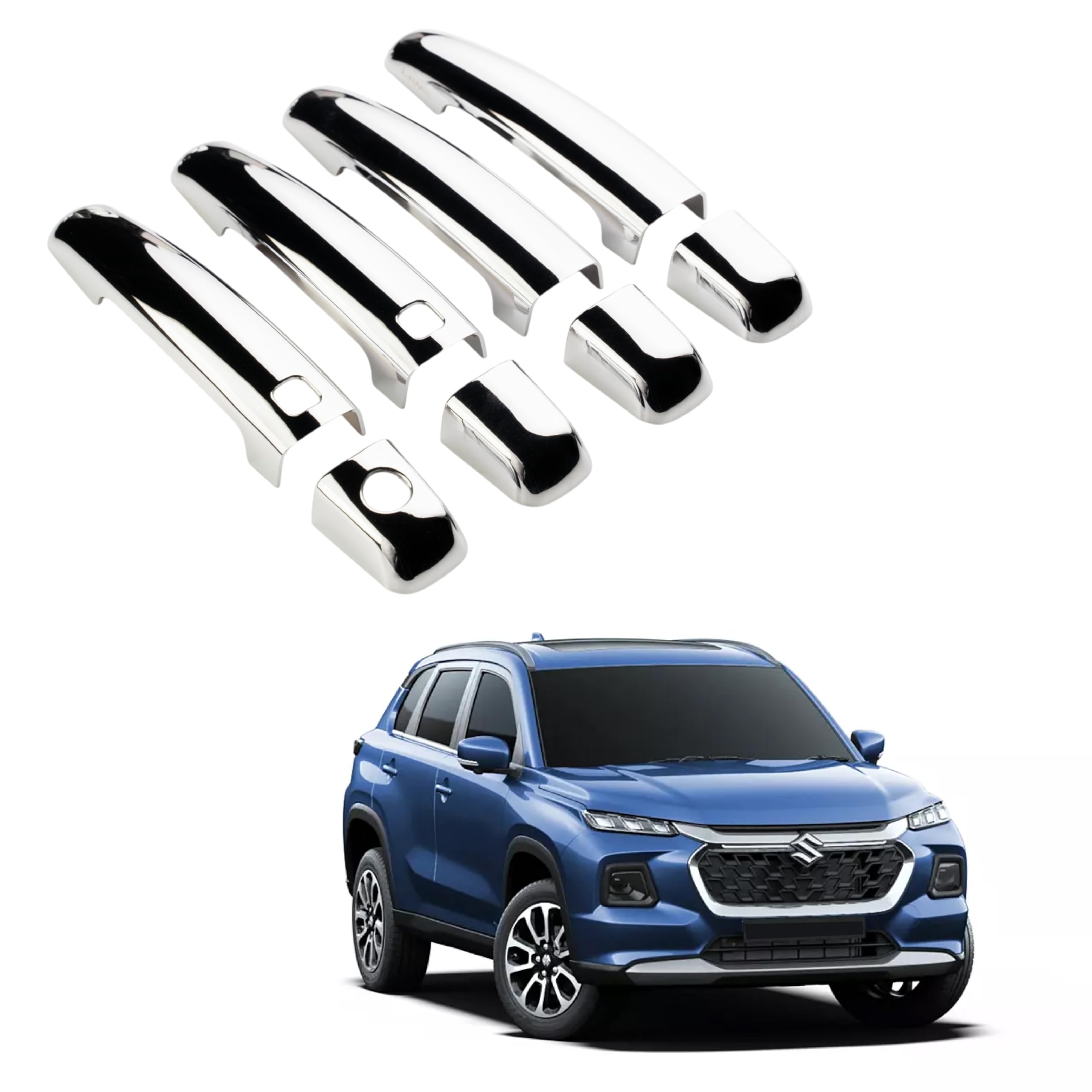 KlaasAuto Car Chrome Door Cover Handle Grand Vitara New (with Sensor Cut) | 2022- Till Present | Maruti Suzuki | Complete Set of 4 Front & Rear | 2022 | 2023 | 2024 | 2025 | KlaasAuto Accessories-image-24