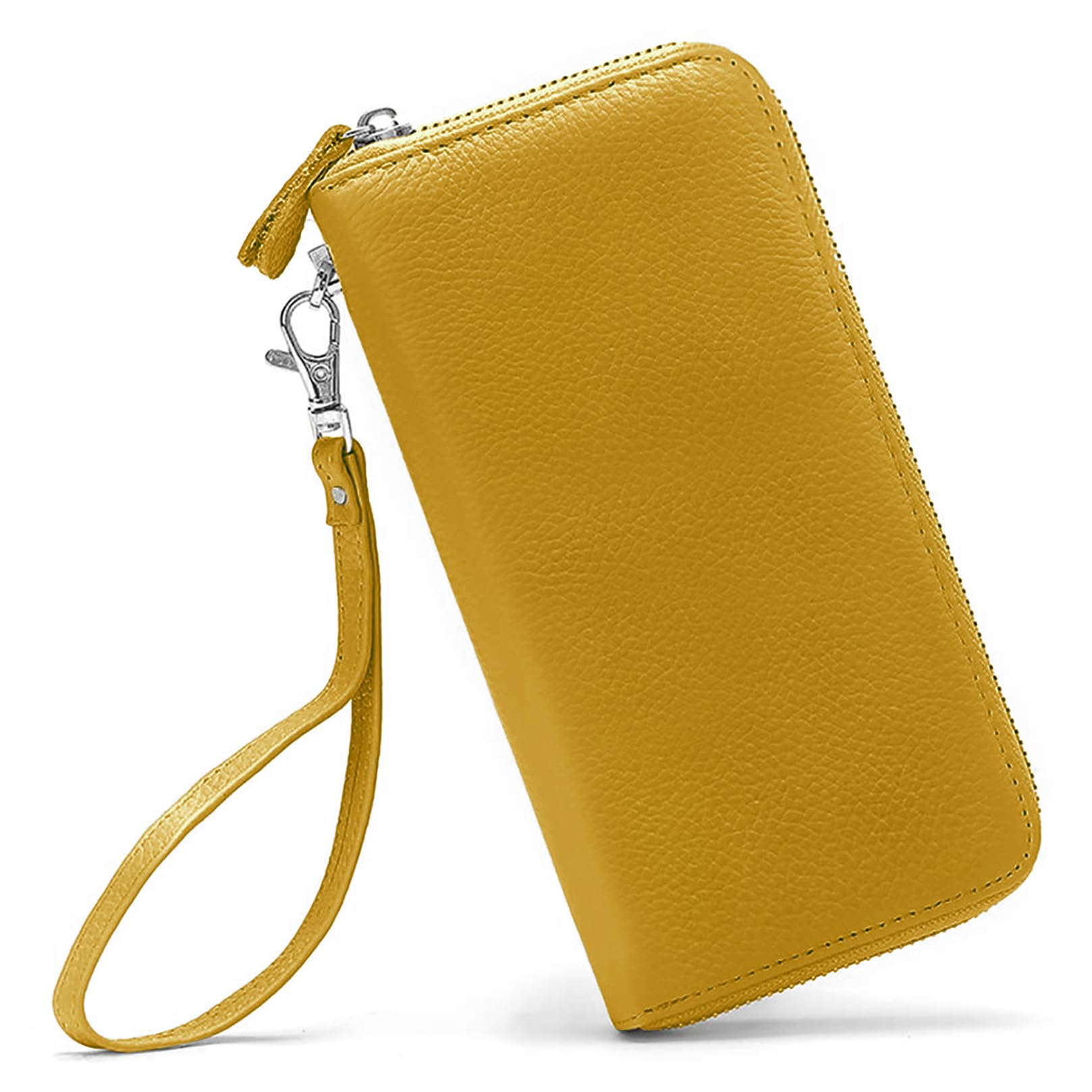 Moflycom Womens Wallet RFID Blocking Genuine Leather Zip Around Wallet Clutch Wristlet Travel Long Purse for Women