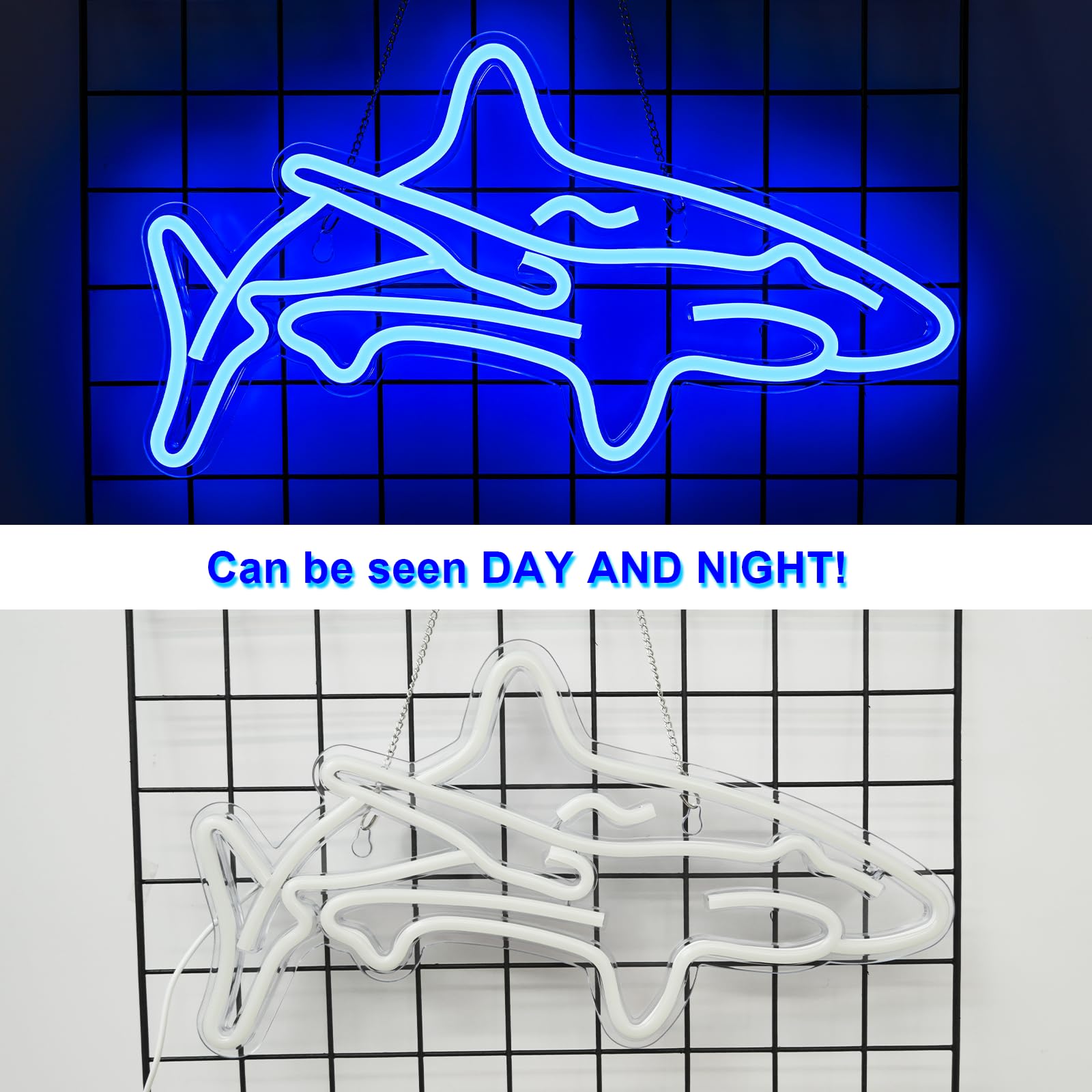 Hai Led Leuchtreklame für Schlafzimmer Blaue Leuchtschilder Wanddekoration Acryl Einzigartig Nachtlicht für Jungen Geschenke Wohnzimmer Bar Partyzubehör