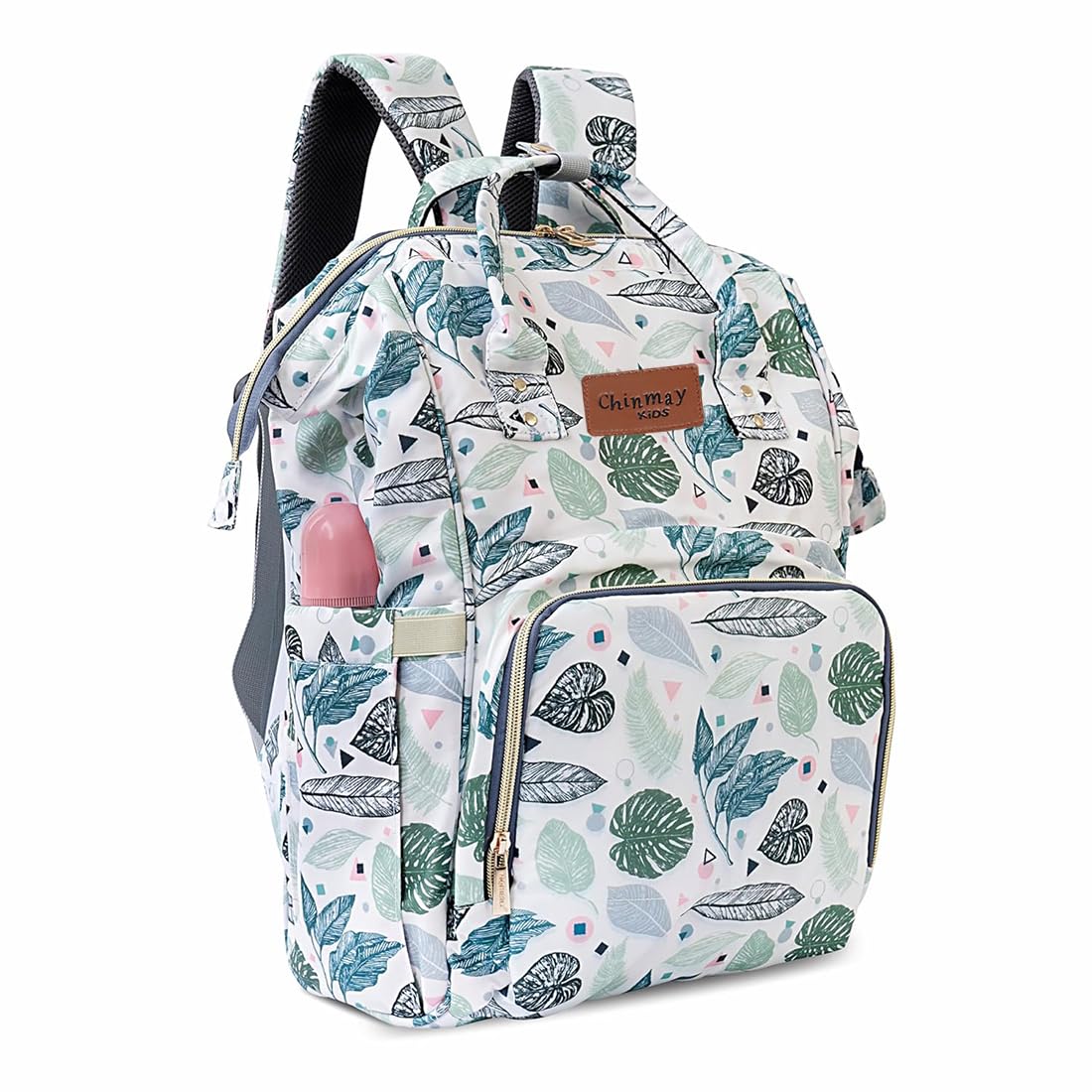 Chinmay Kids Printed Diaper Bag Nursing Maternity Backpack with Insulated Bottle Storage, Waterproof Multifunctional Travel Bag Large Size (20 x 18 x 40 cms) (White)-image-43