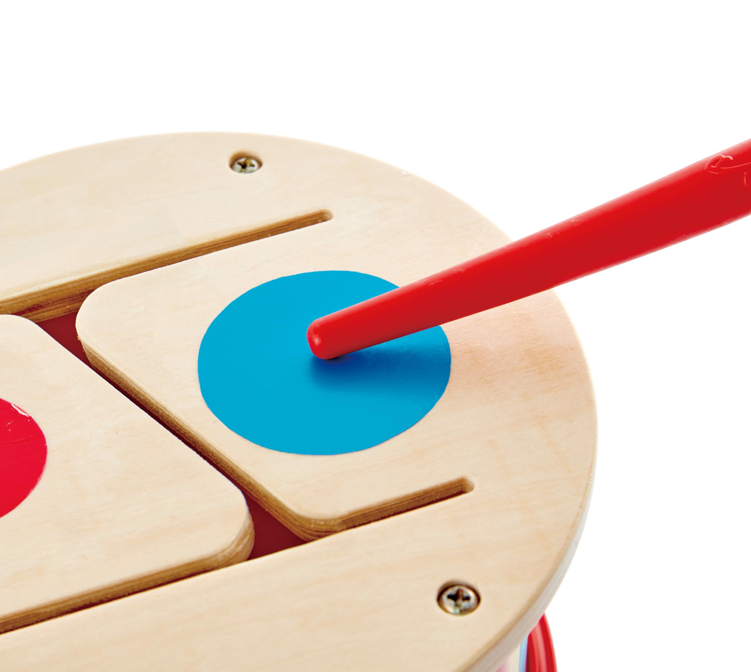 Hape Tamburo a due facce con bacchetta in legno | Diverse modalità di uso per esplorare suoni e musica dai 12 mesi