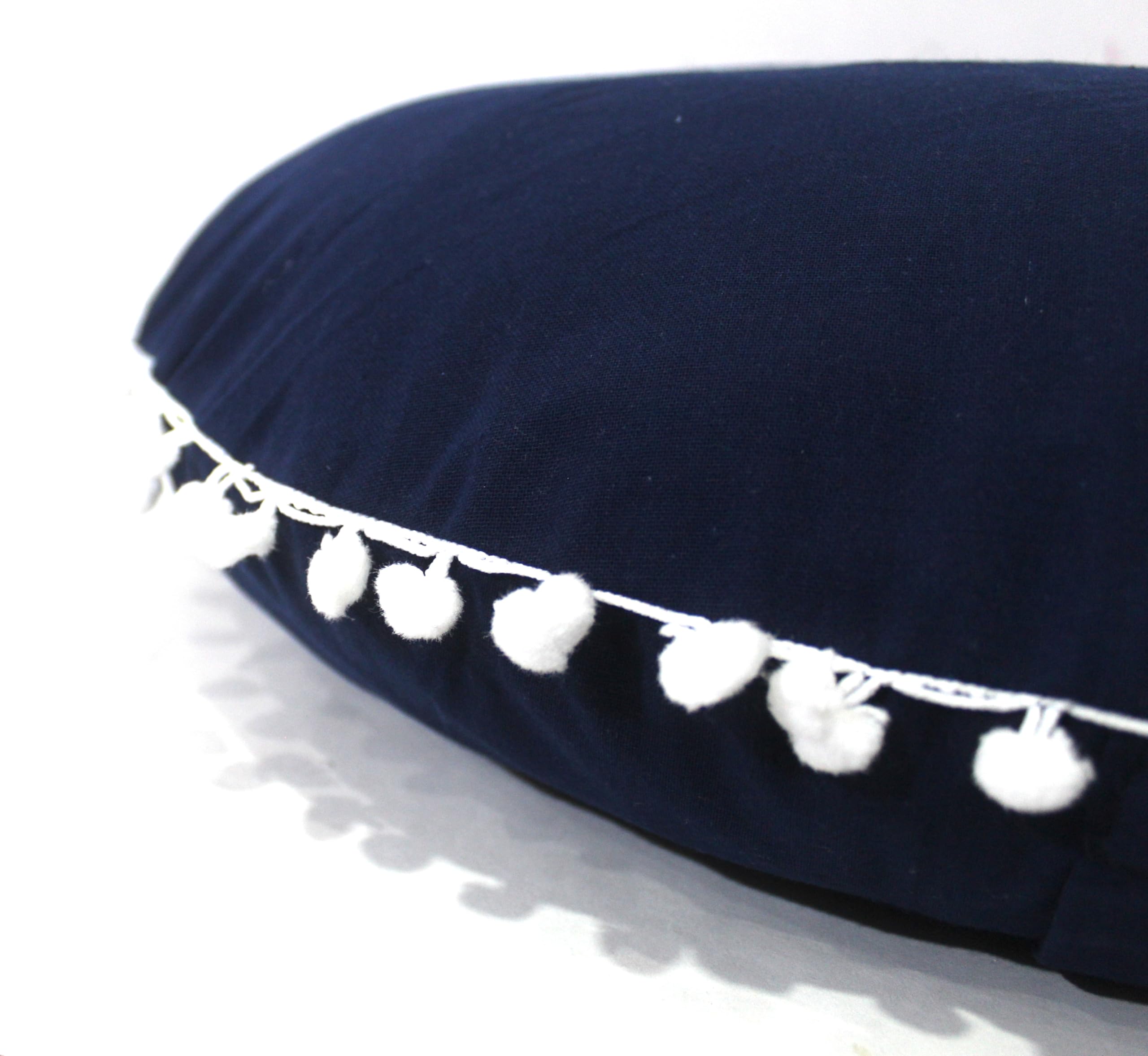 CRAFT KALA Meditation Floor Pillow Cover, Round Large Pillows Cover Seating for Adults, Bohemian Mandala Circle Cushions Cover for Outdoor Fireplace Yoga Living Room (Blue, 32