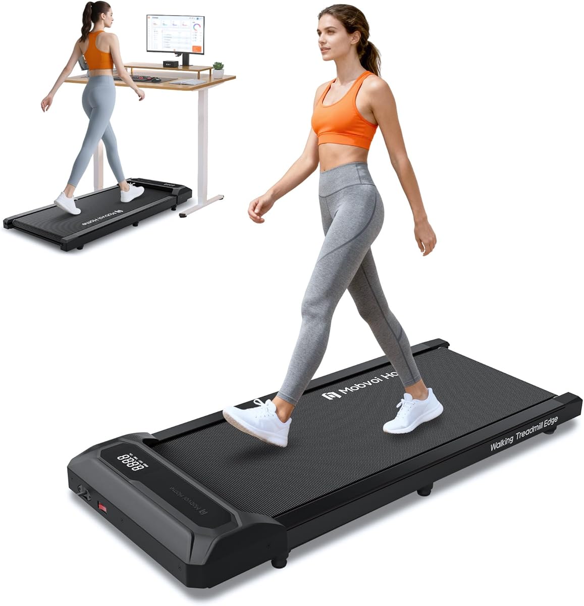 Mobvoi Walking Pad, Under Desk Treadmill for Home & Office, Small Treadmill with AI Coaching APP Link Max 3.8MPH, 2 in 1 Quiet Portable Mini Pad with Remote Control, APP, LED Display