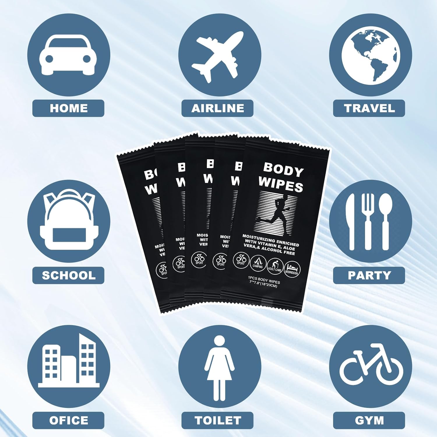 Body Wipes for Women and Men Individually Wrapped Face and Body Wipes, Bath Wipes for Adults No Rinse Personal Cleansing Wipes Travel, Bulk Deodorant for Homeless Shower Wipes for Camping Hiking (50) - Image 8