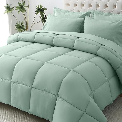 Miniatura 48 de JOLLYVOGUE Juego de edredón tamaño Queen, cama ultrasuave en una bolsa, tamaño Queen de 7 piezas, juego de cama certificado Oeko-TEX con edredón