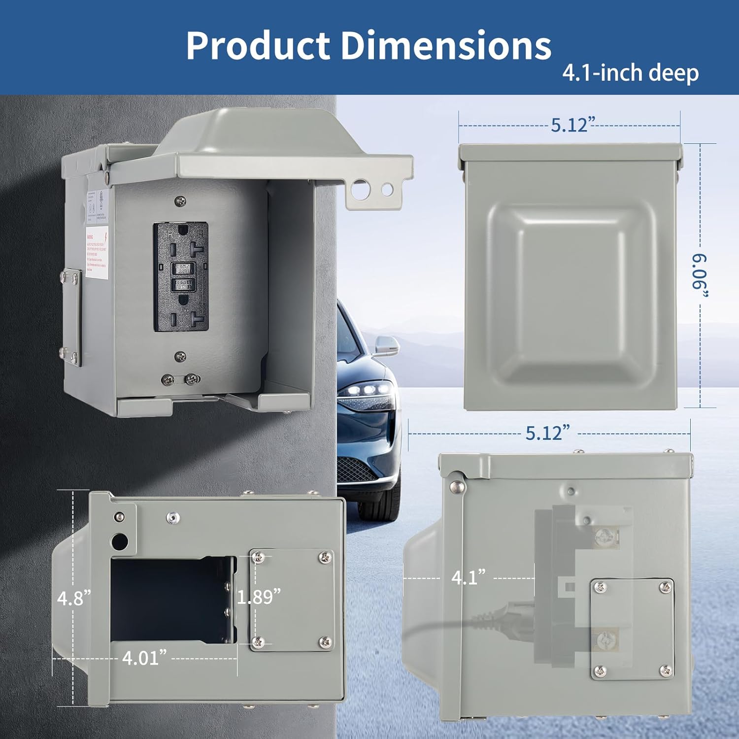 20 Amp GFCI Outdoor Electrical Outlet Box, 5-20R WRTR GFCI Receptacles, Pre-Drilled Hole NEMA 3R All Metal Enclosure, Heavy Duty, Waterproof, Lockable, for Outdoor Power Supply, ETL Listed