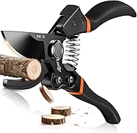 DECERK 8.5" Pruning Shears: Arthritis-Friendly Japanese SK5 Steel Titanium Blades, Cuts 3/4" Branches 4X Easier