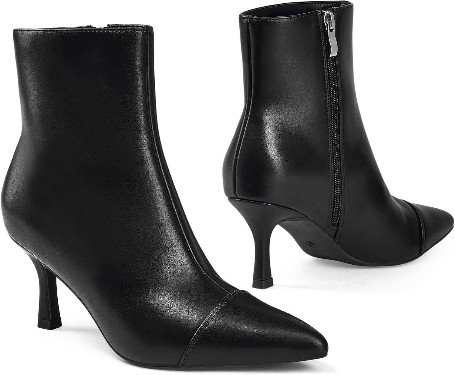 Elisabet Tang Ankle Boots Booties for Women Pointed Toe 3 Inches Heel Dress Comfy with Side Zipper Mide Calf Dat Work Formal Winter Fall
