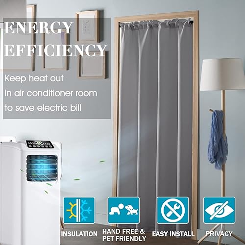 Miniatura 29 de PANELSBURG Cortina de puerta para puerta, con aspecto de puertas de acordeón, cortina de privacidad para armarios abiertos sin puertas, cortinas