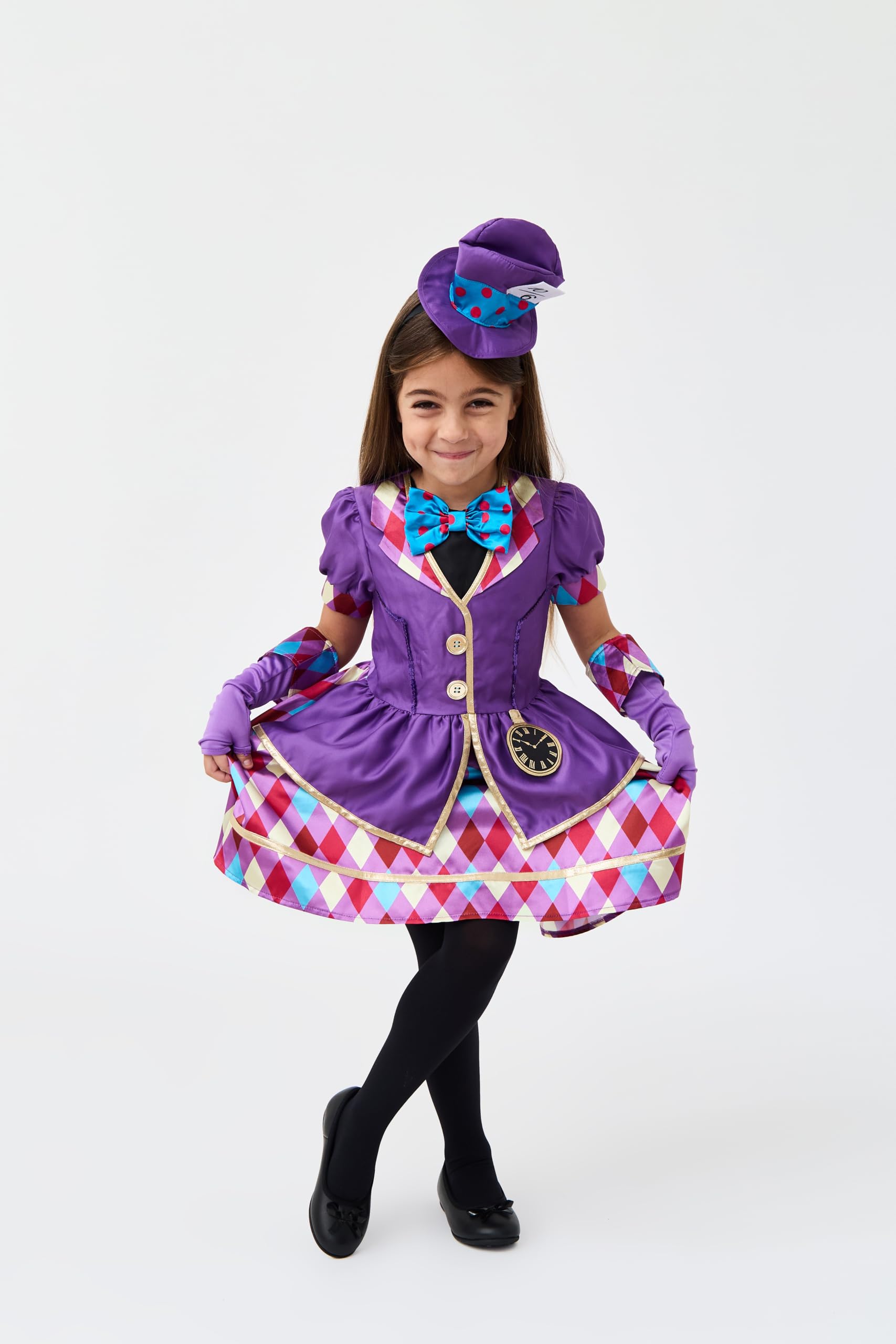 Blues Group Little Miss Hatter From Wonderland Girls Kids Hat and Costume | Fancy Dress, World Book Day and Carnival